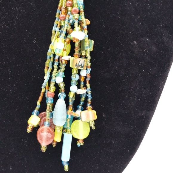 Artisan multi strand tassel necklace Shades of the ocean beads Mermaidcore - Picture 14 of 15